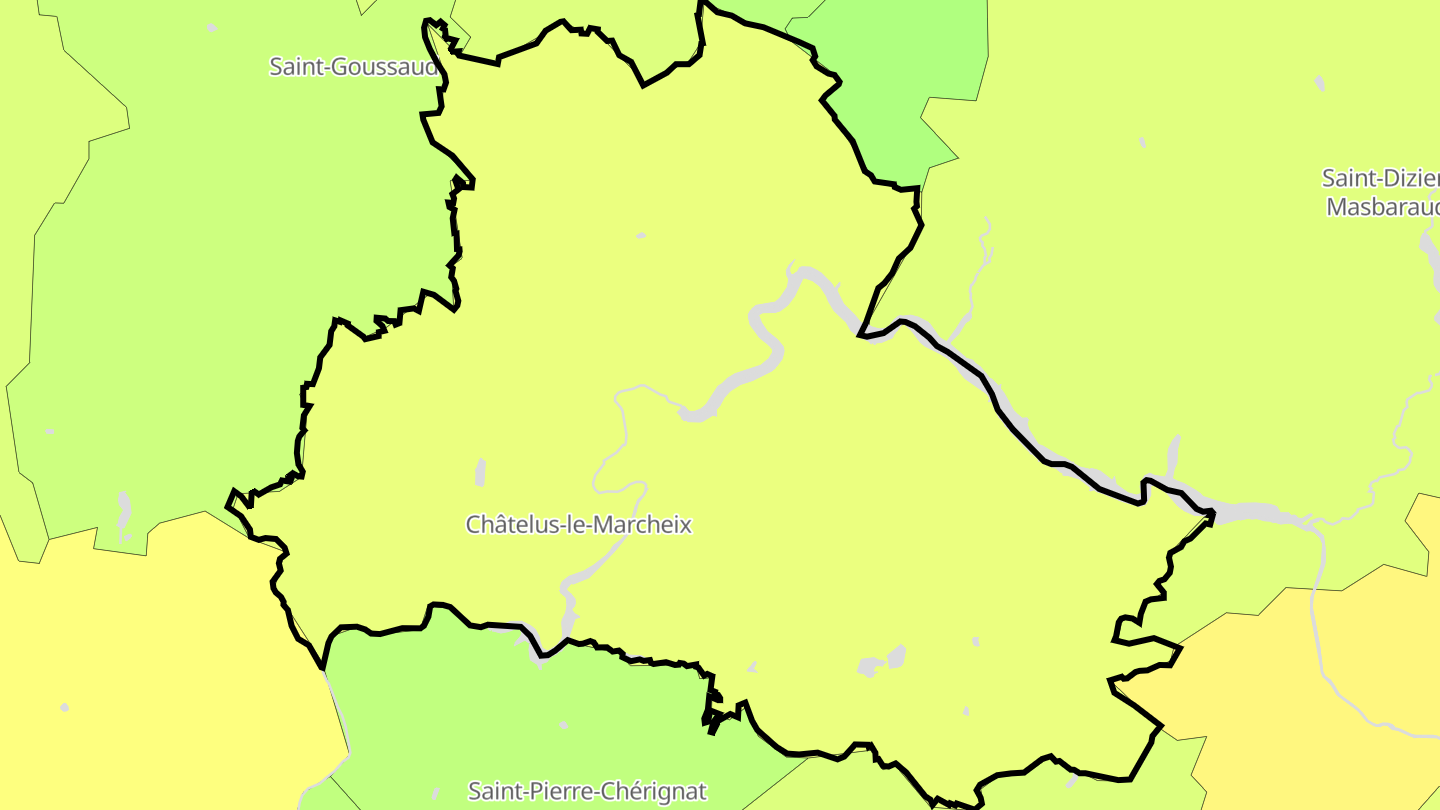 Carte des prix de l'immobilier Châtelus-le-Marcheix