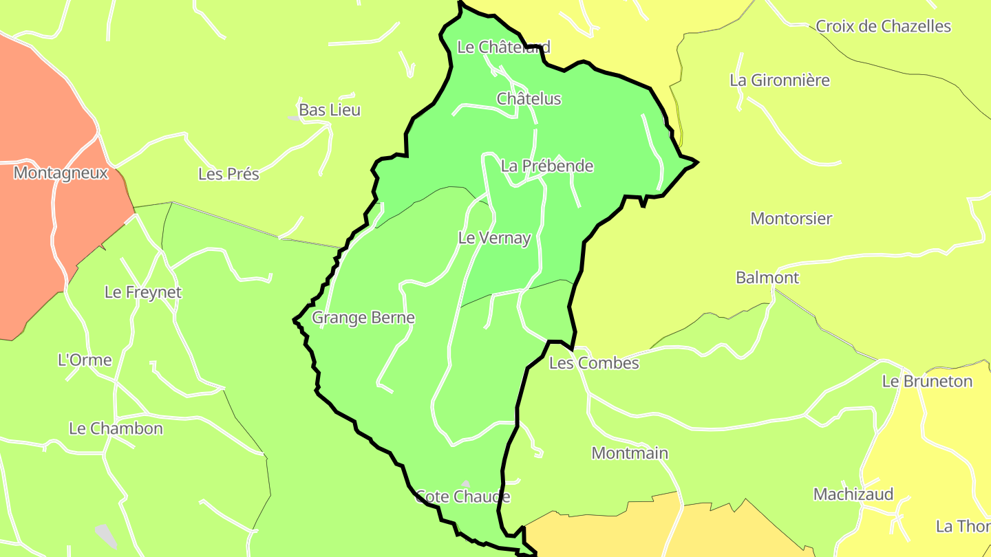 Carte des prix de l'immobilier Châtelus