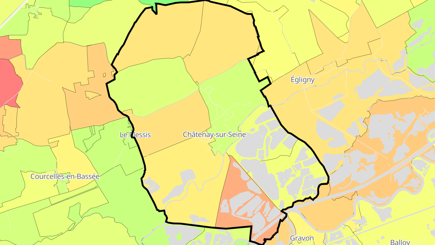 Carte des prix de l'immobilier Châtenay-sur-Seine