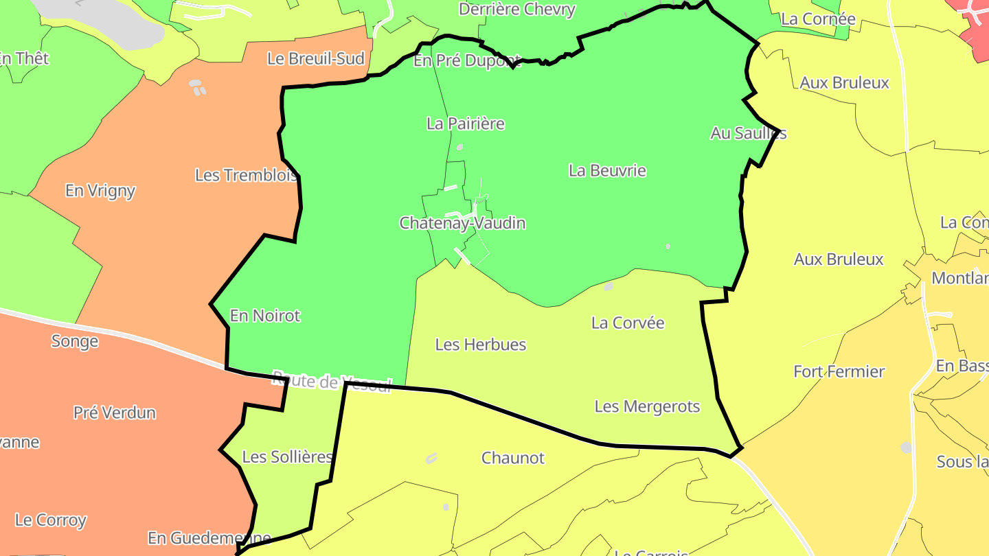 Carte des prix de l'immobilier Chatenay-Vaudin