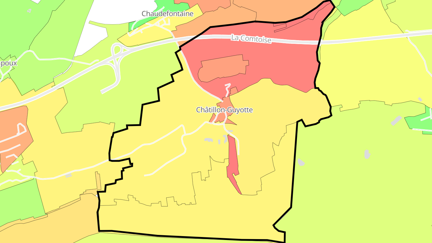 Carte des prix de l'immobilier Châtillon-Guyotte
