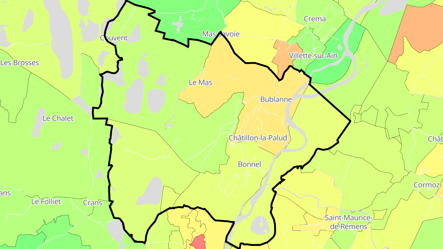 Carte des prix de l'immobilier Châtillon-la-Palud