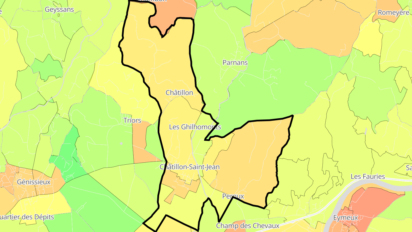 Carte des prix de l'immobilier Châtillon-Saint-Jean
