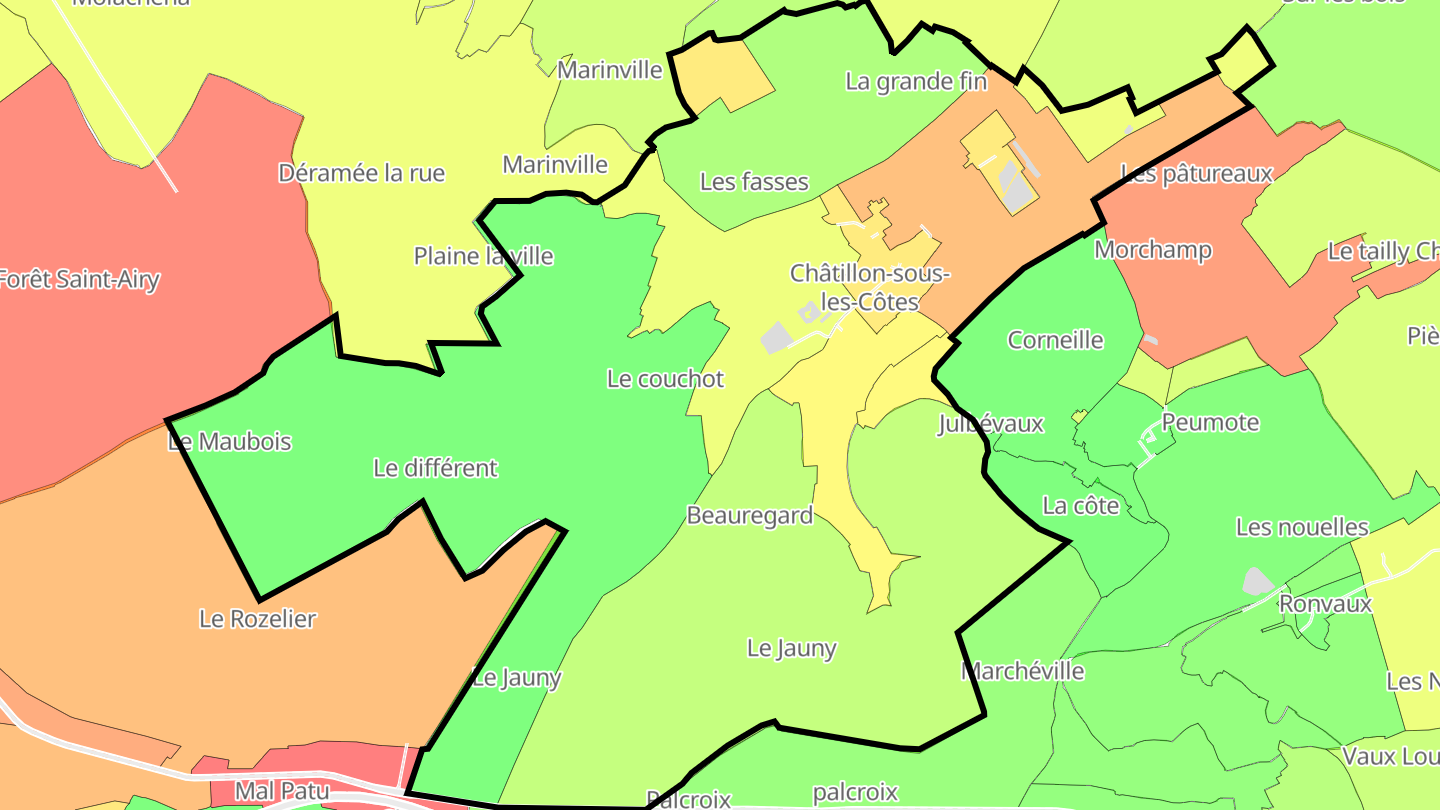 Carte des prix de l'immobilier Châtillon-sous-les-Côtes