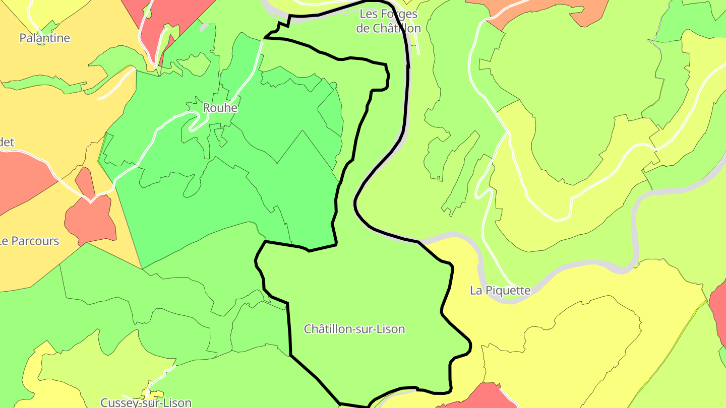 Carte des prix de l'immobilier Châtillon-sur-Lison