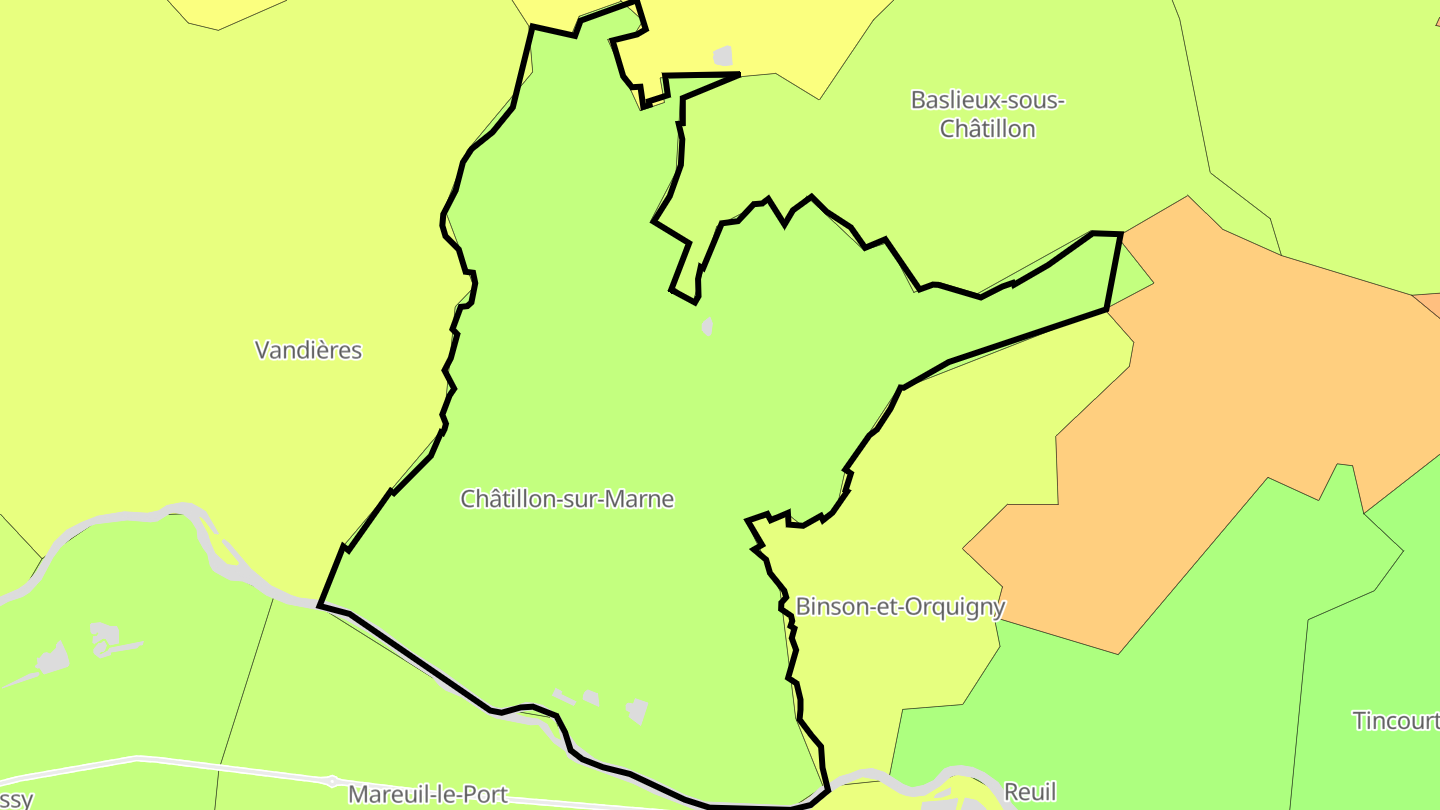 Carte des prix de l'immobilier Châtillon-sur-Marne
