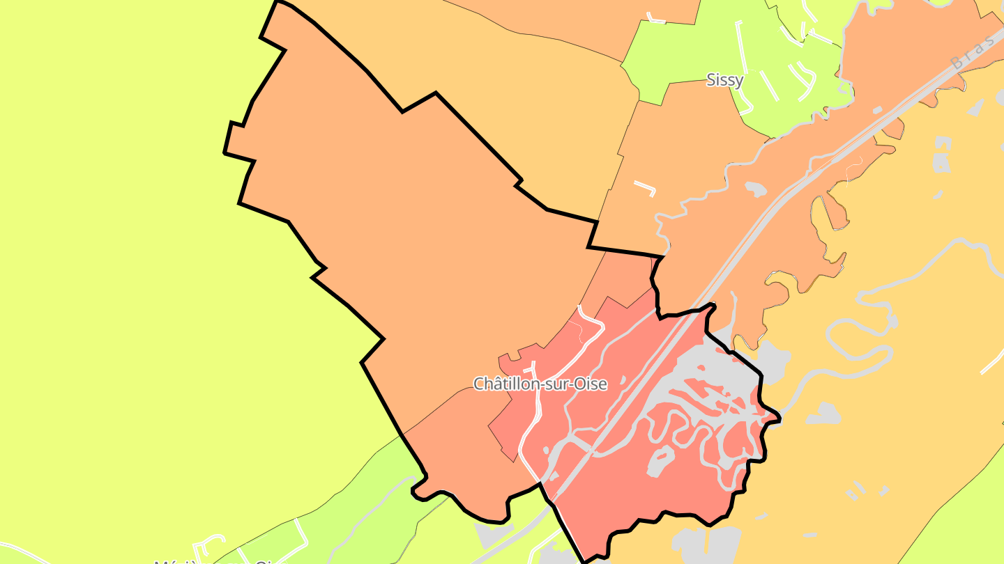 Carte des prix de l'immobilier Châtillon-sur-Oise