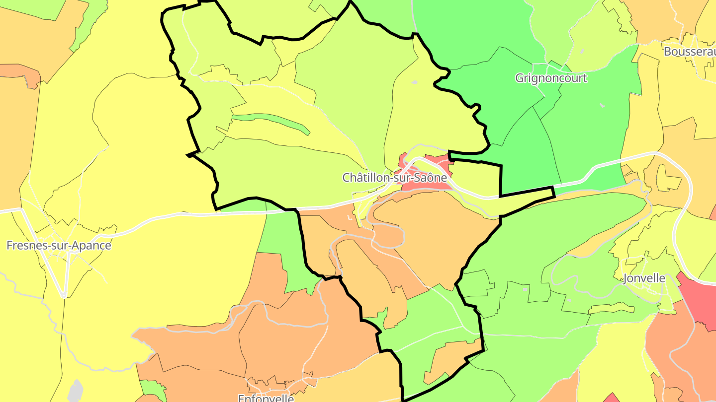 Carte des prix de l'immobilier Châtillon-sur-Saône