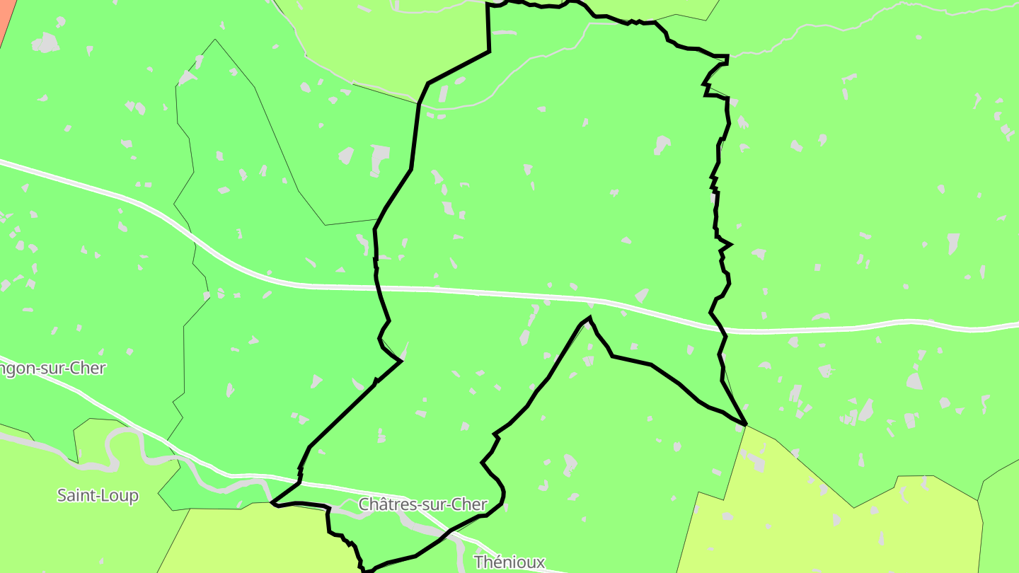 Carte des prix de l'immobilier Châtres-sur-Cher
