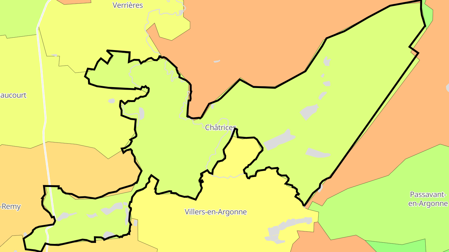 Carte des prix de l'immobilier Châtrices