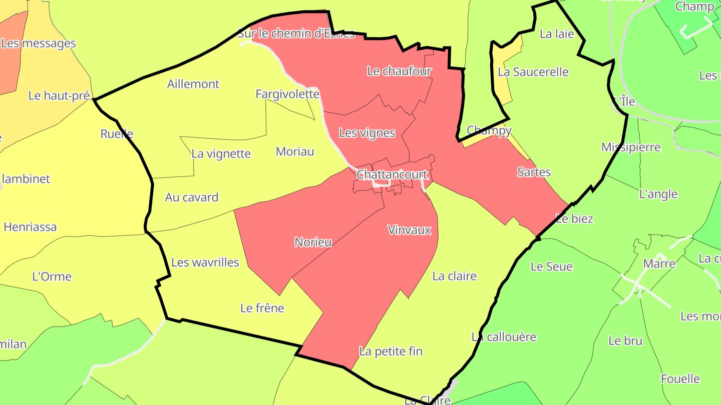 Carte des prix de l'immobilier Chattancourt