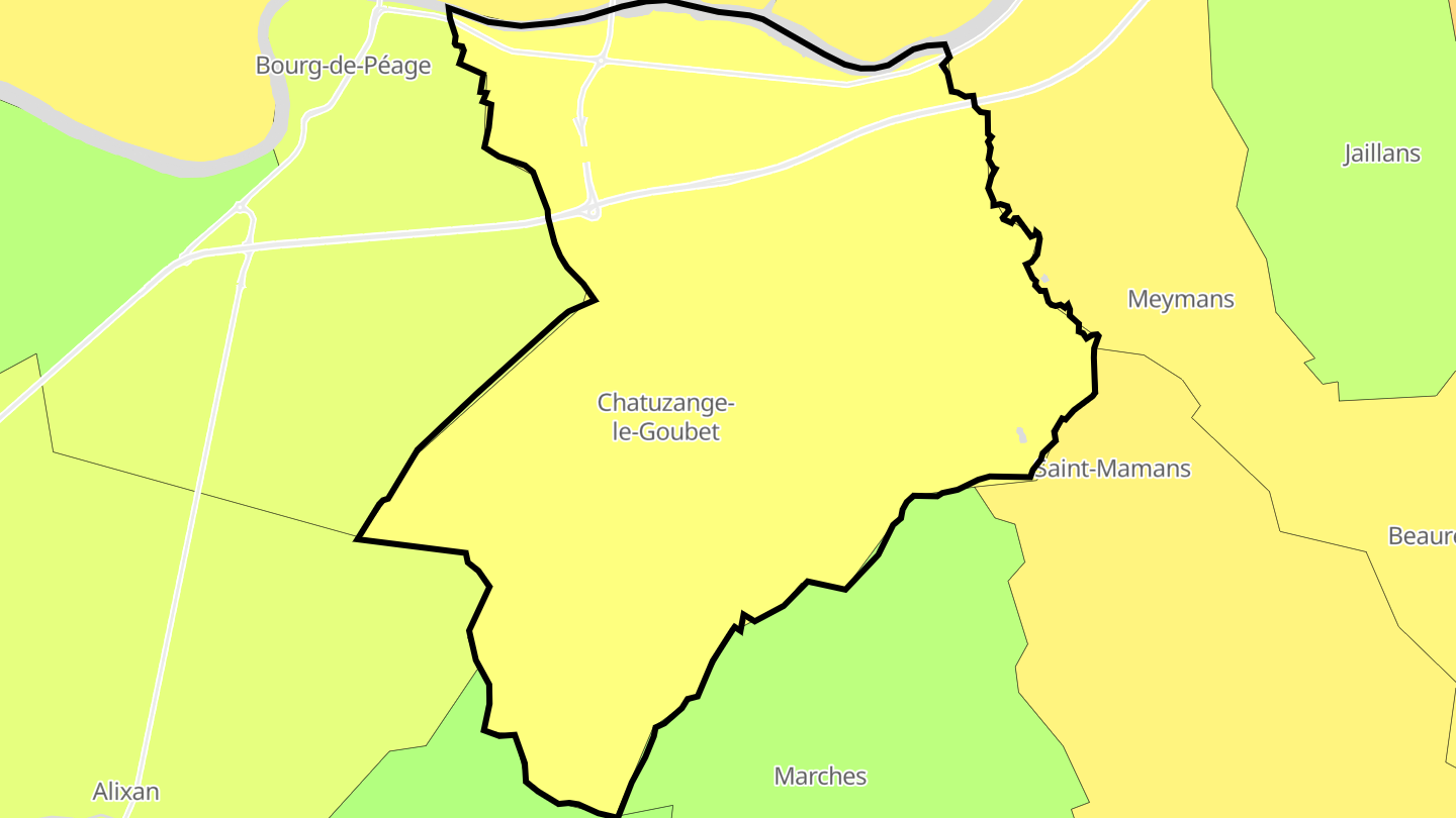 Carte des prix de l'immobilier Chatuzange-le-Goubet
