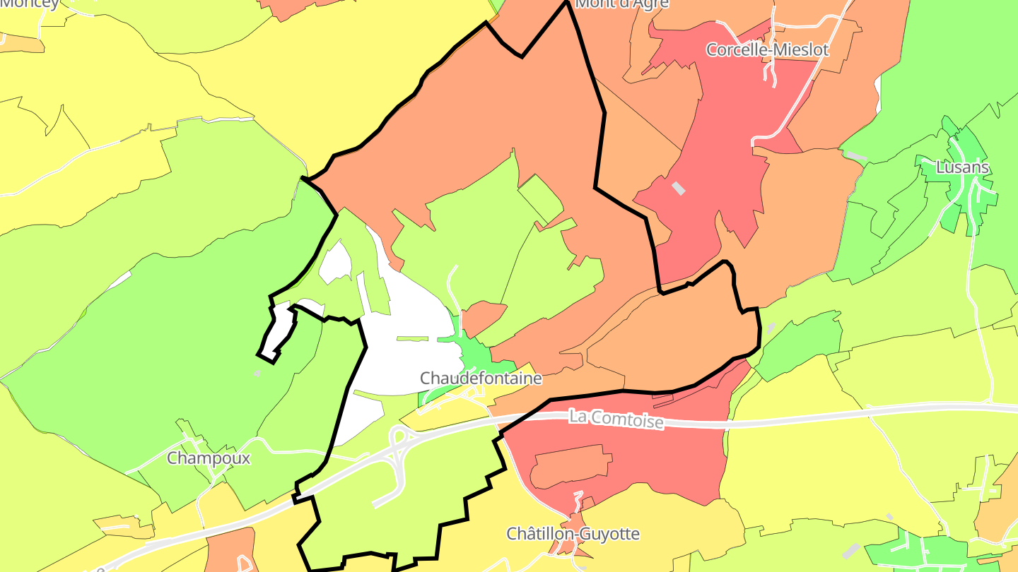 Carte des prix de l'immobilier Chaudefontaine