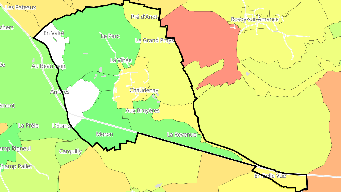 Carte des prix de l'immobilier Chaudenay