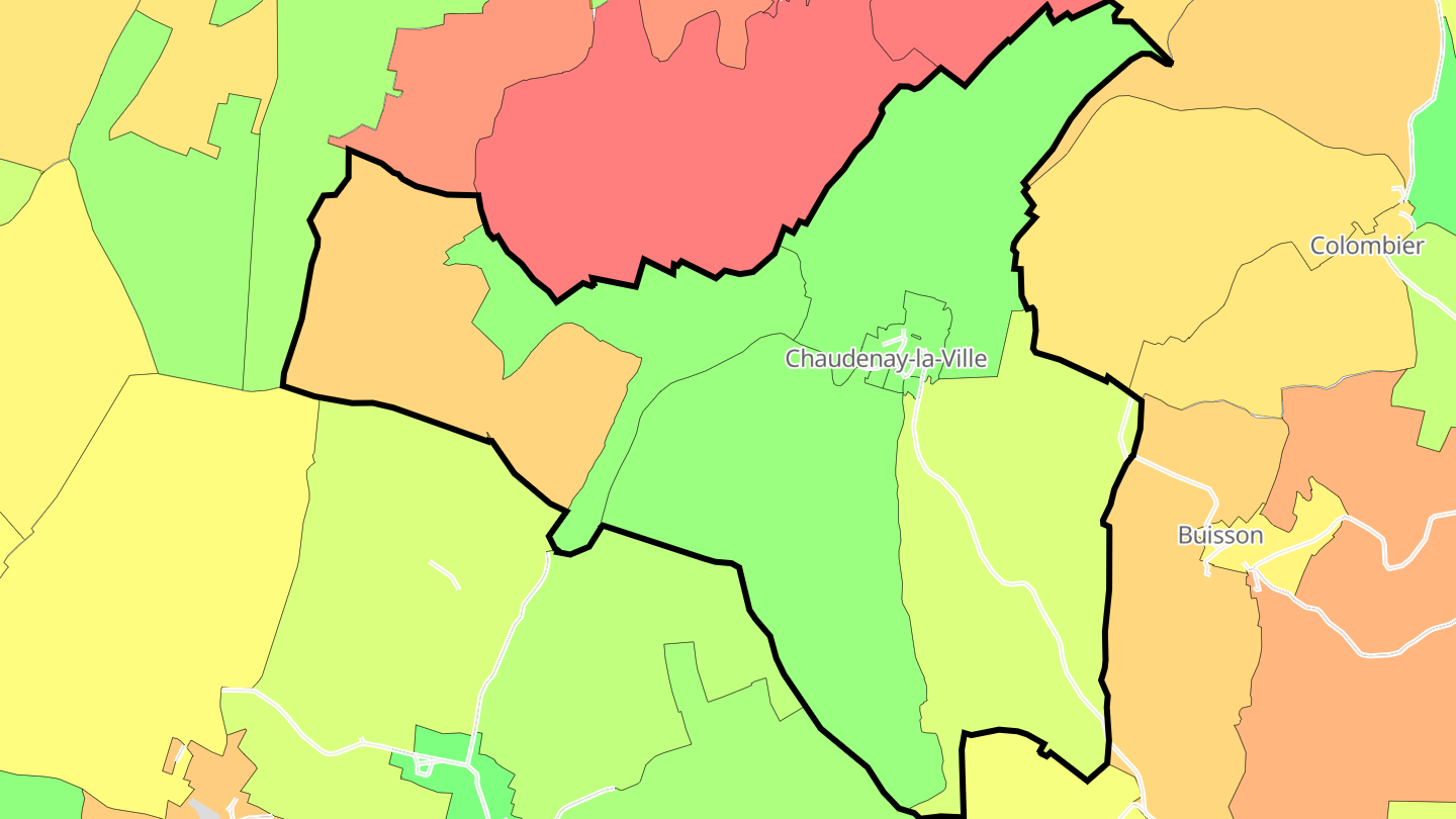 Carte des prix de l'immobilier Chaudenay-la-Ville