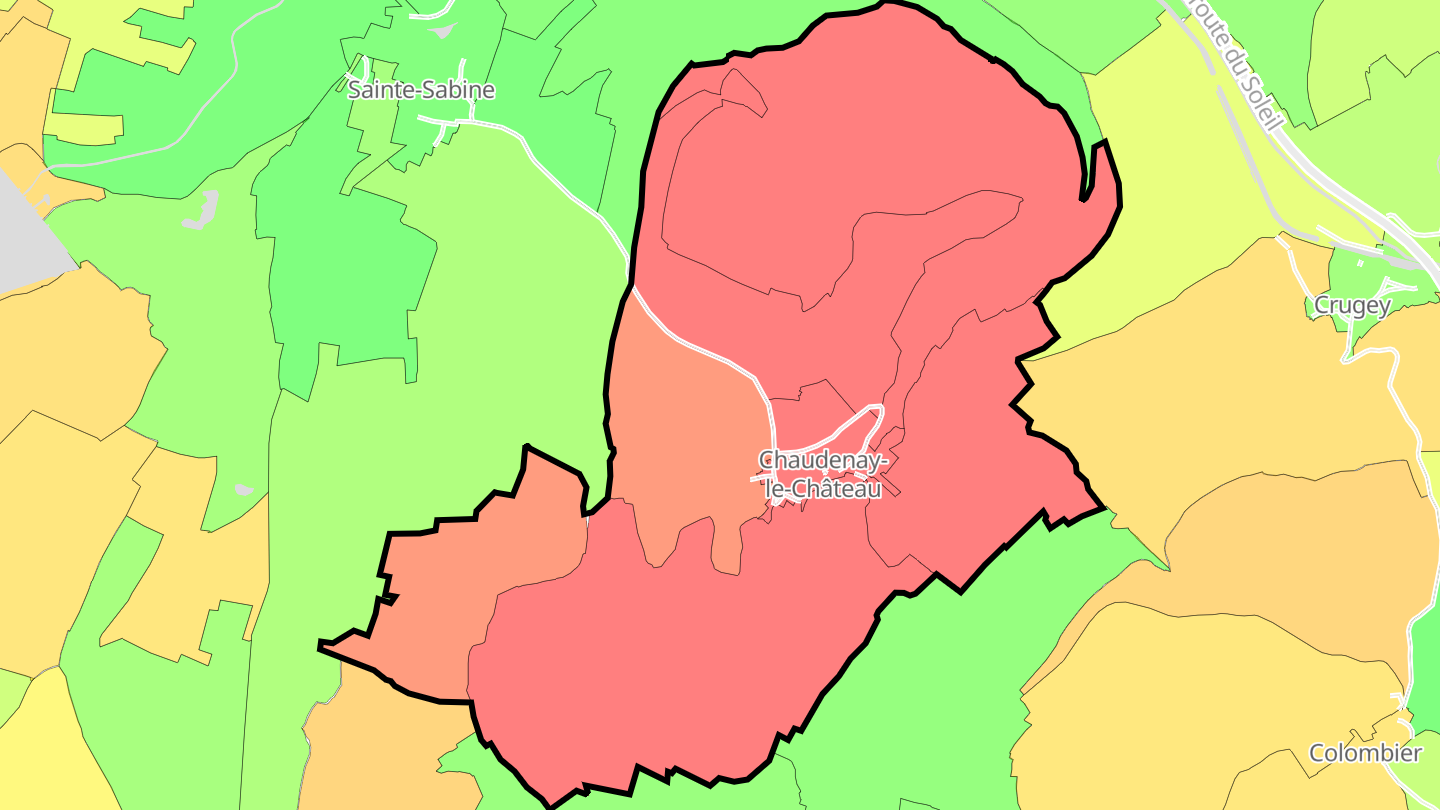 Carte des prix de l'immobilier Chaudenay-le-Château