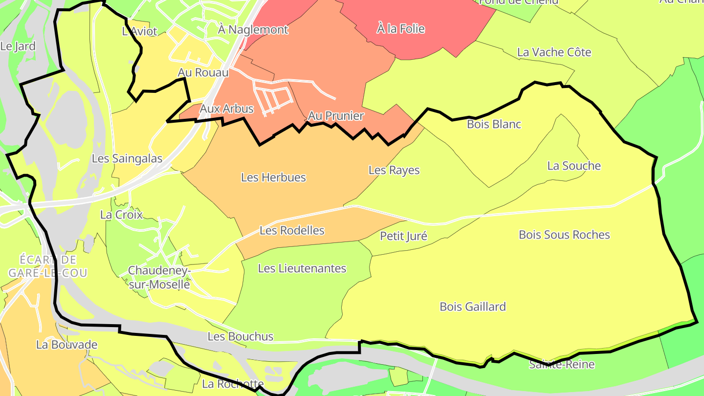 Carte des prix de l'immobilier Chaudeney-sur-Moselle