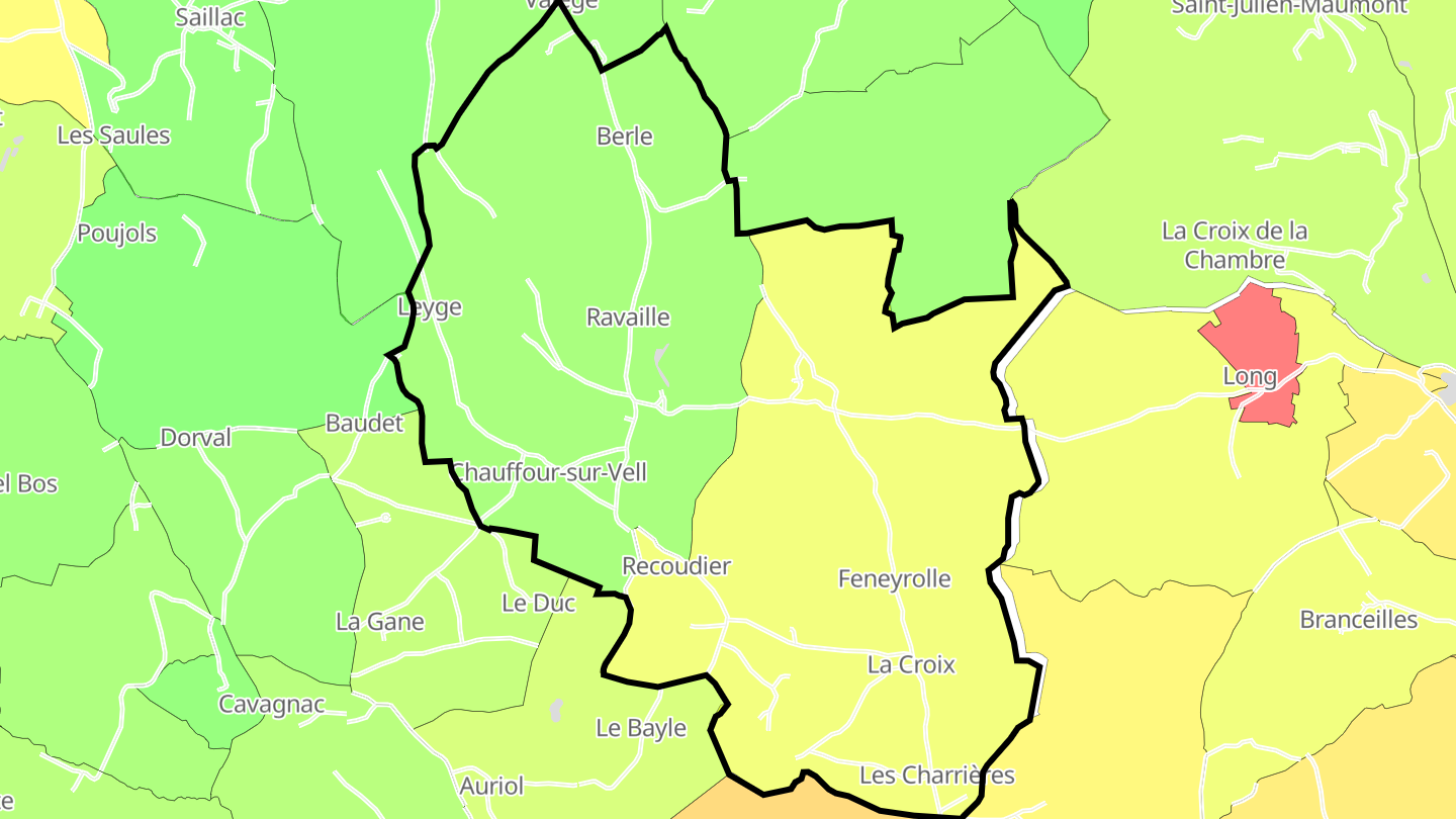 Carte des prix de l'immobilier Chauffour-sur-Vell