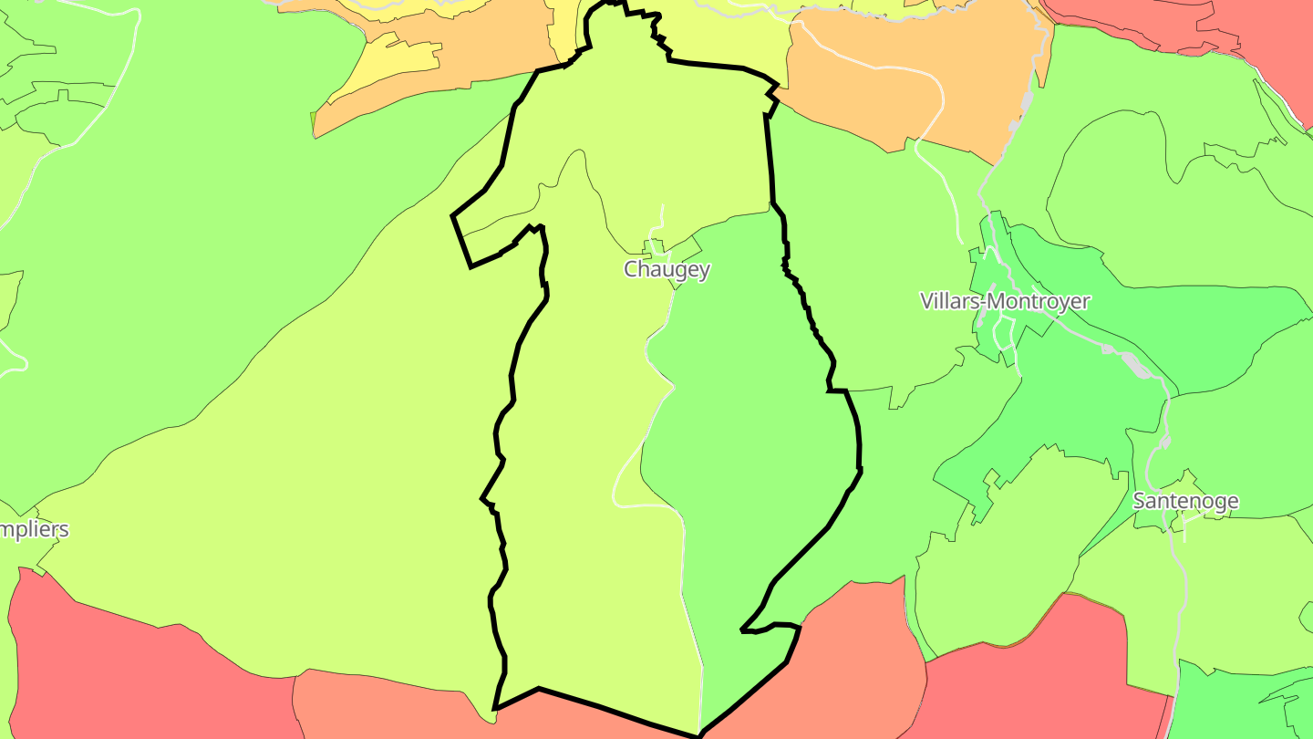 Carte des prix de l'immobilier Chaugey