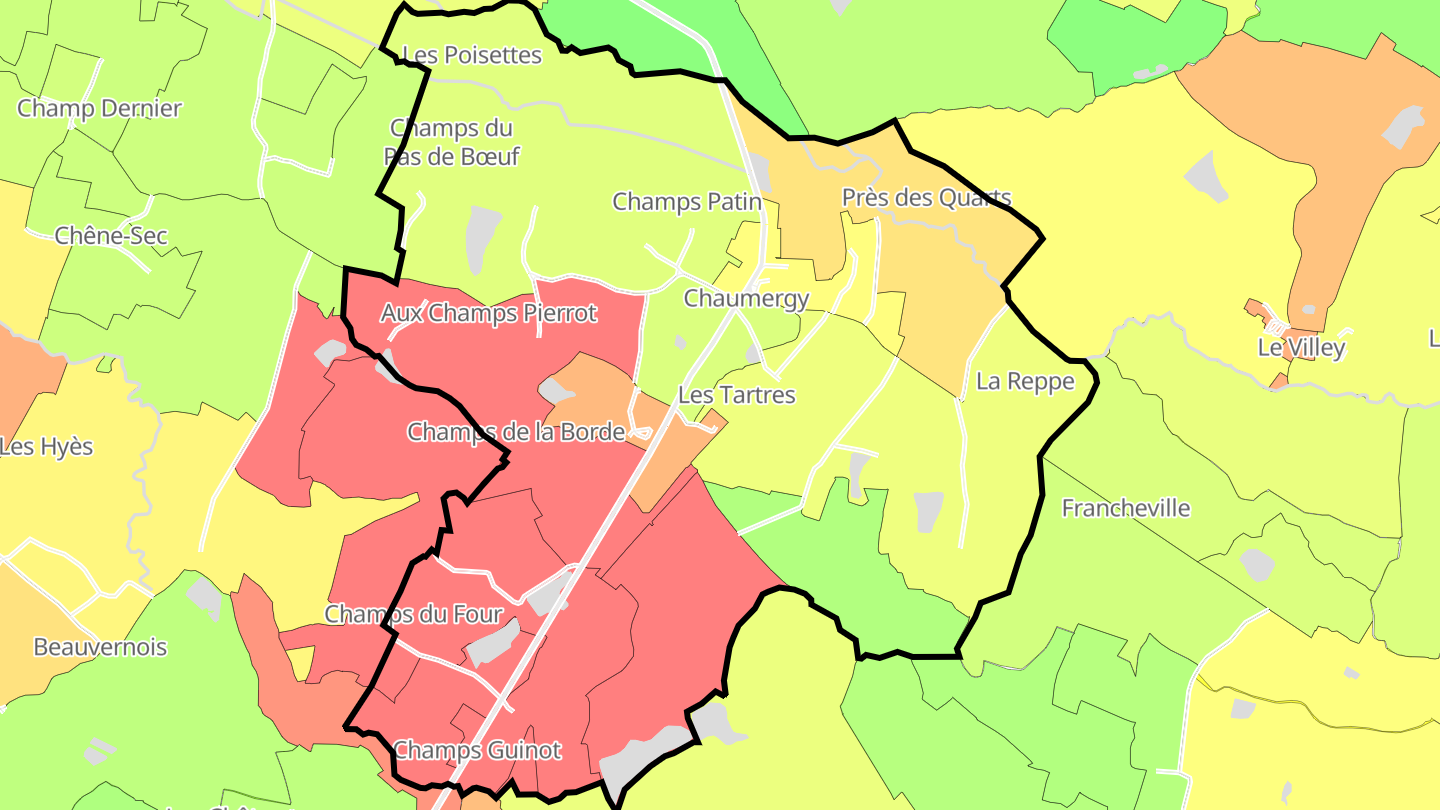 Carte des prix de l'immobilier Chaumergy