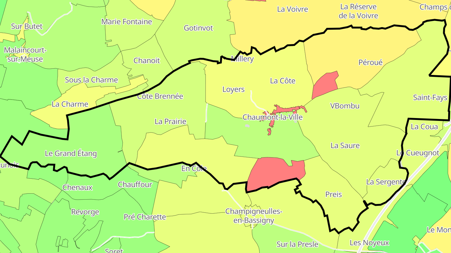 Carte des prix de l'immobilier Chaumont-la-Ville