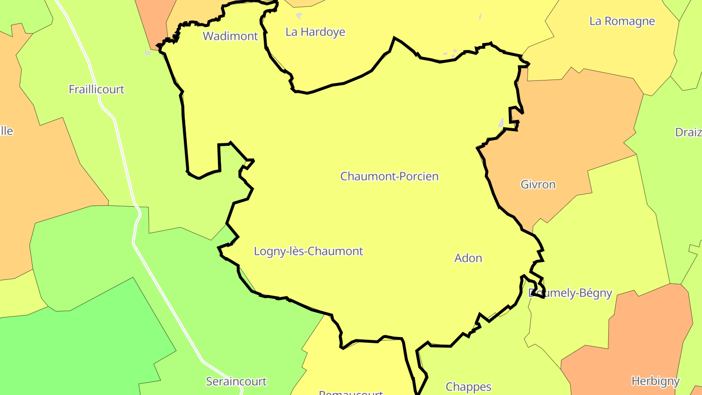 Carte des prix de l'immobilier Chaumont-Porcien