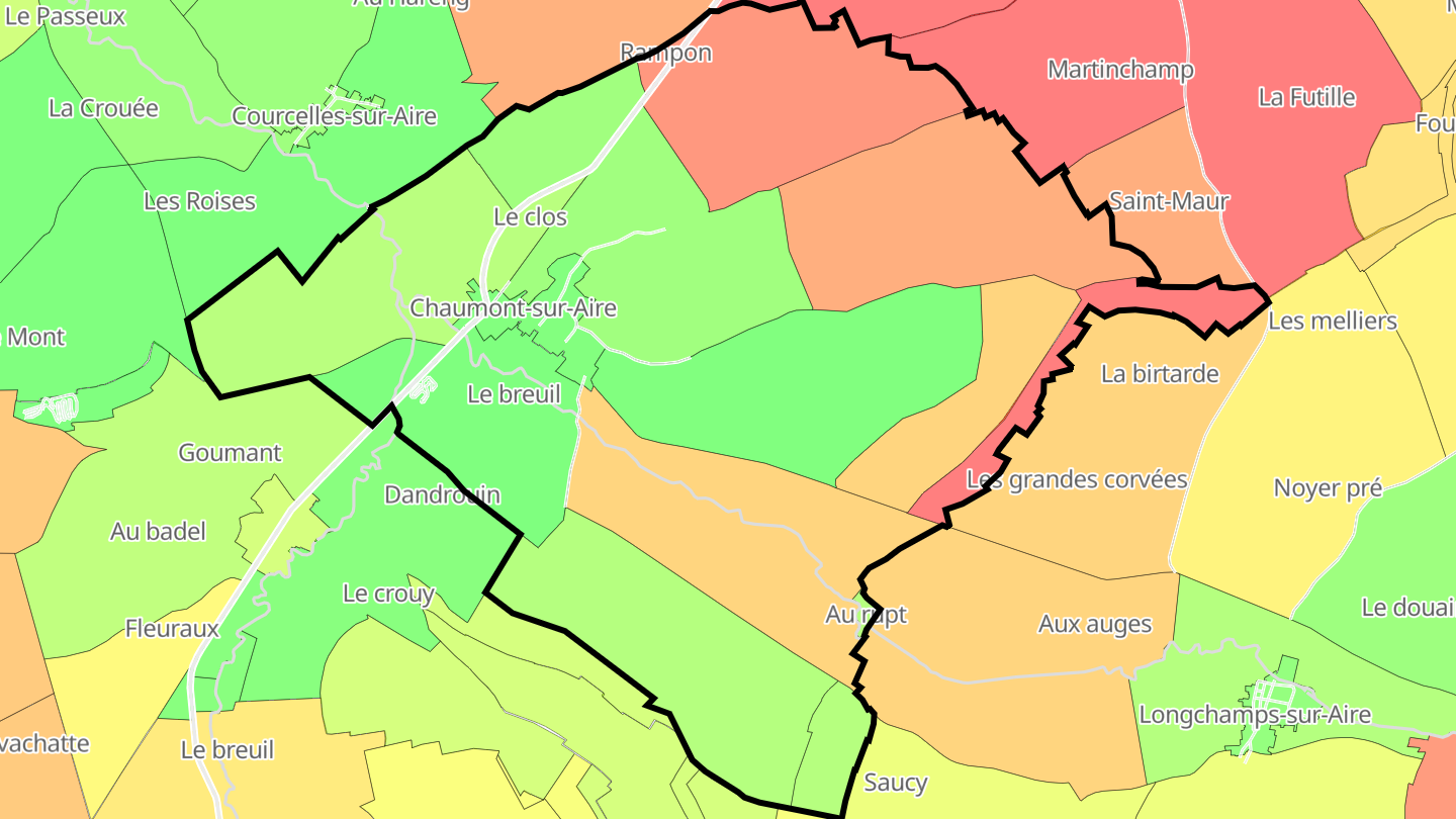 Carte des prix de l'immobilier Chaumont-sur-Aire