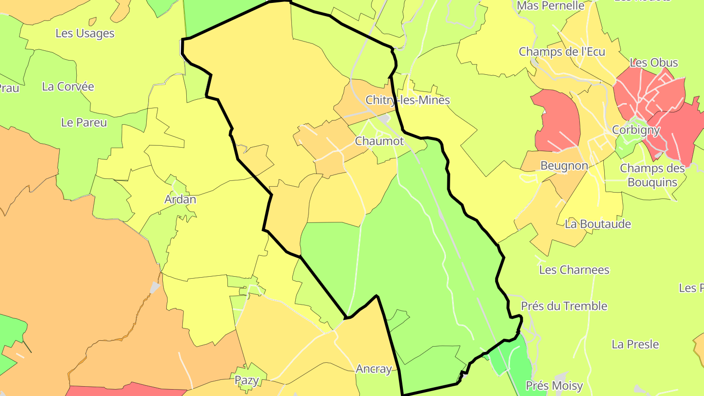 Carte des prix de l'immobilier Chaumot