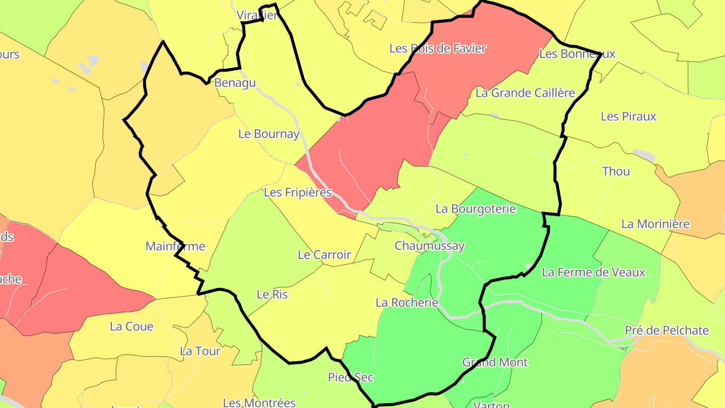 Carte des prix de l'immobilier Chaumussay