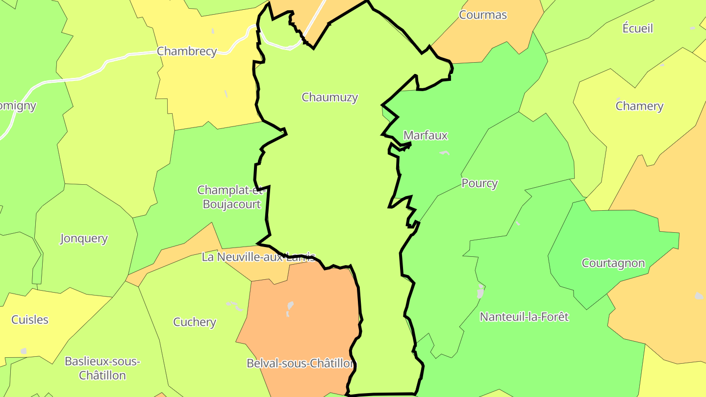 Carte des prix de l'immobilier Chaumuzy