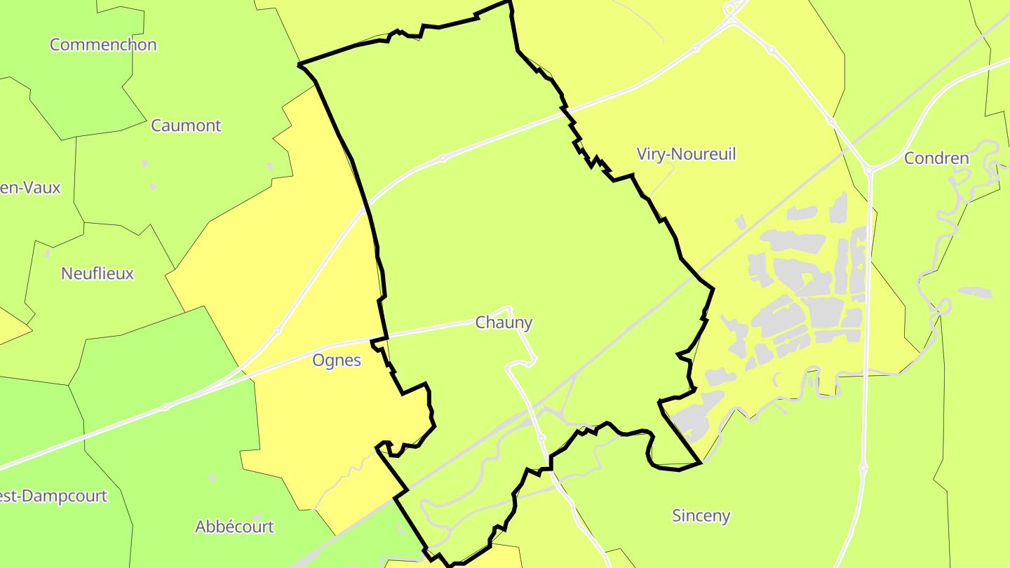 Carte des prix de l'immobilier Chauny