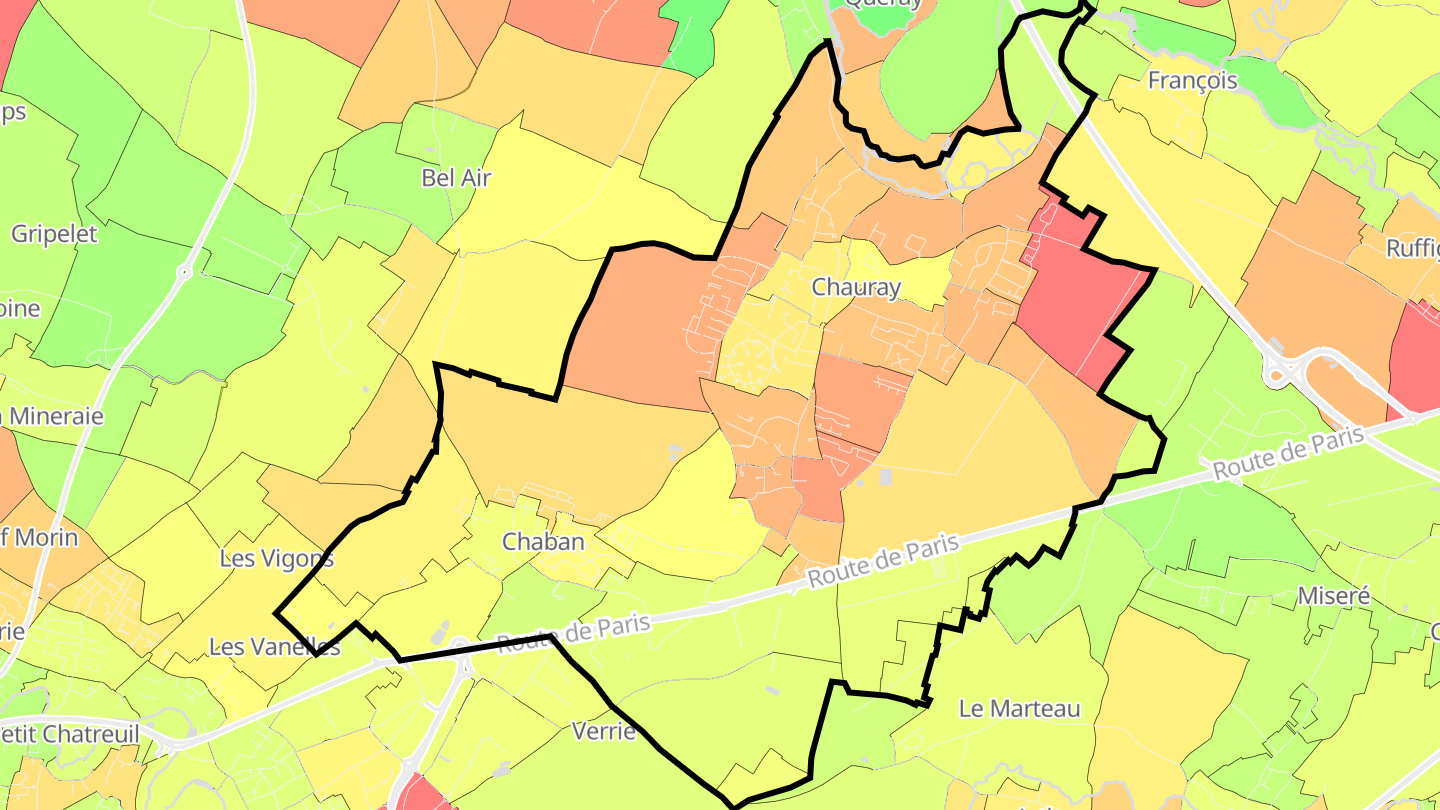Carte des prix de l'immobilier Chauray