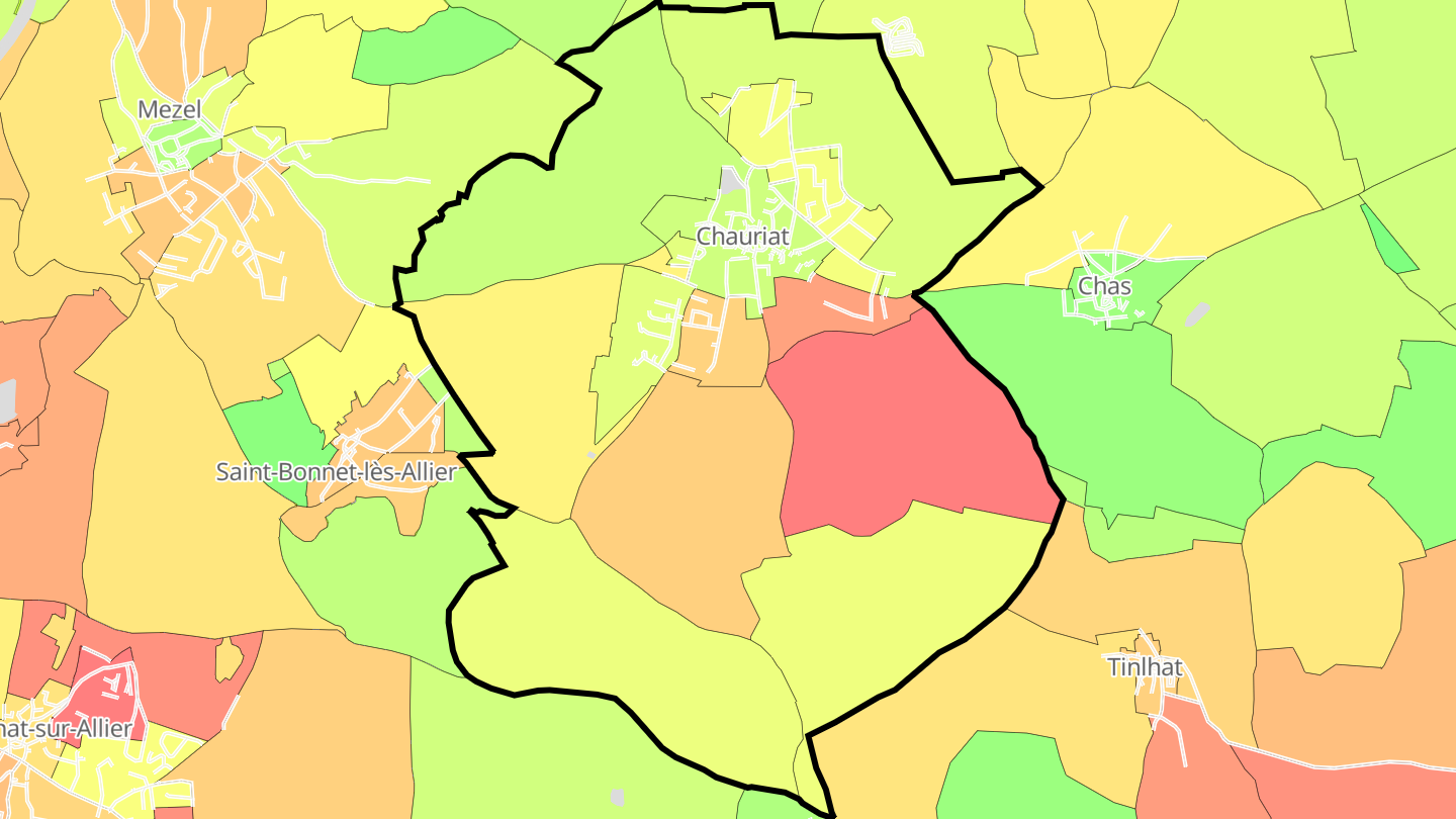 Carte des prix de l'immobilier Chauriat