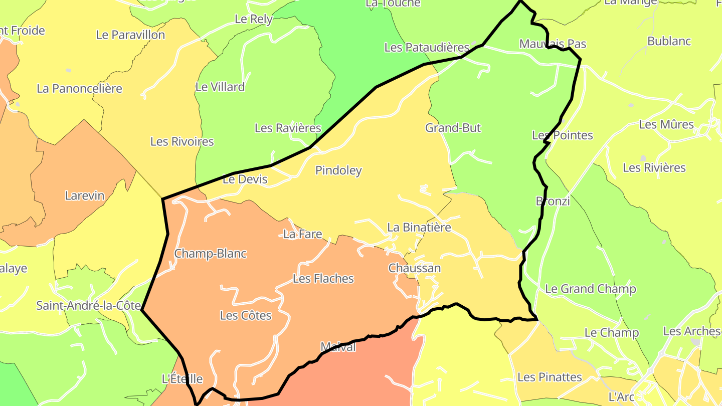 Carte des prix de l'immobilier Chaussan