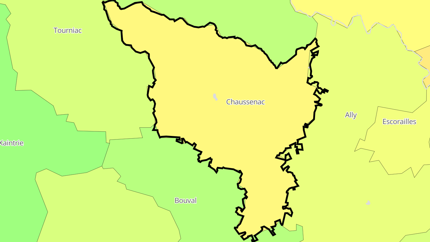 Carte des prix de l'immobilier Chaussenac