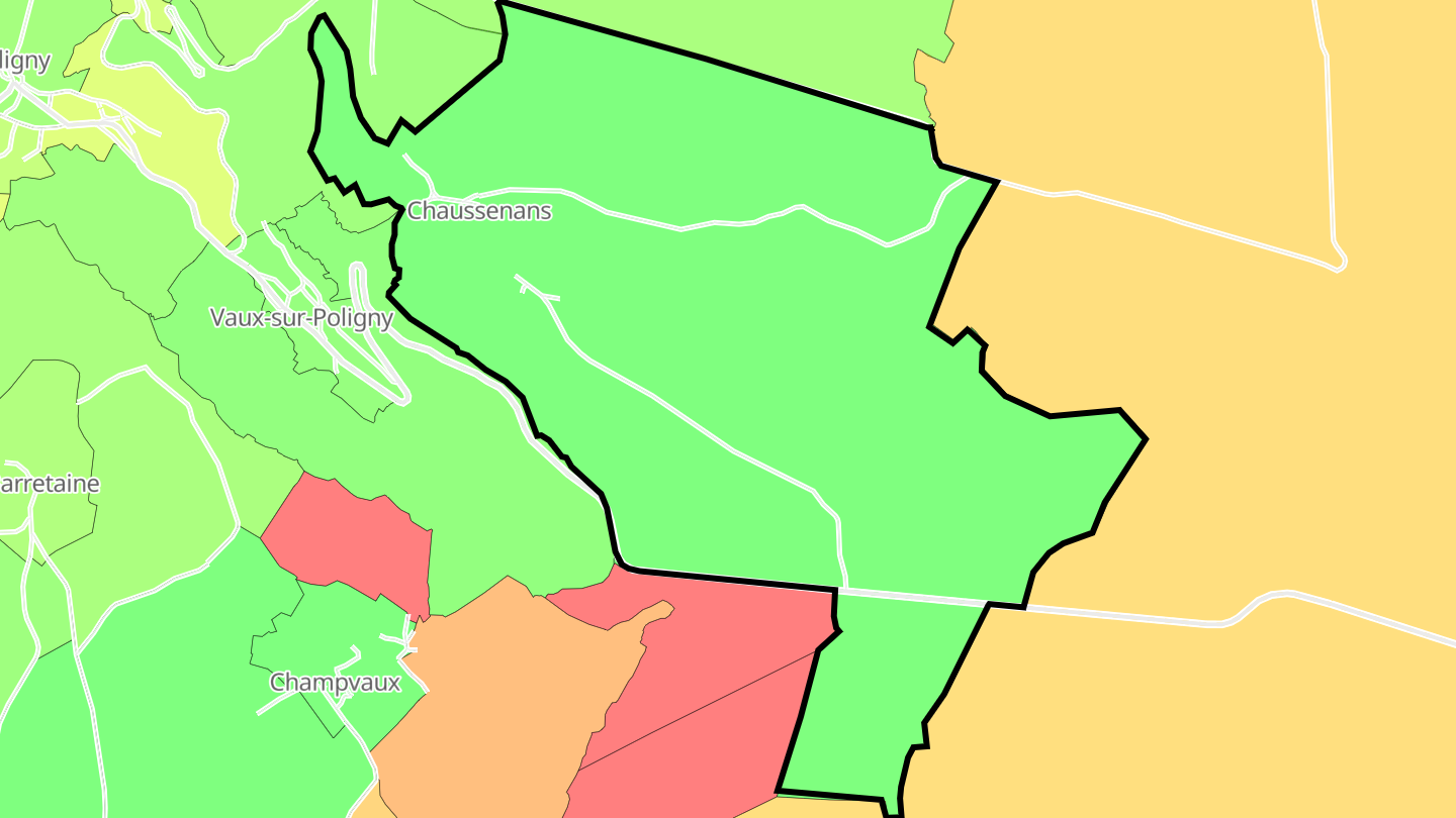 Carte des prix de l'immobilier Chaussenans