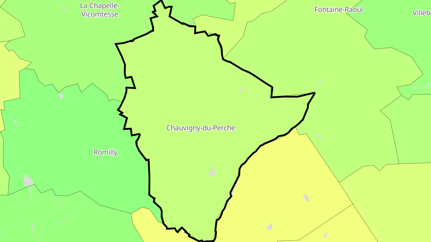 Carte des prix de l'immobilier Chauvigny-du-Perche