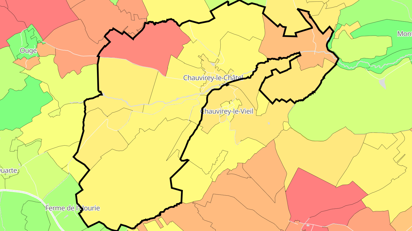 Carte des prix de l'immobilier Chauvirey-le-Châtel