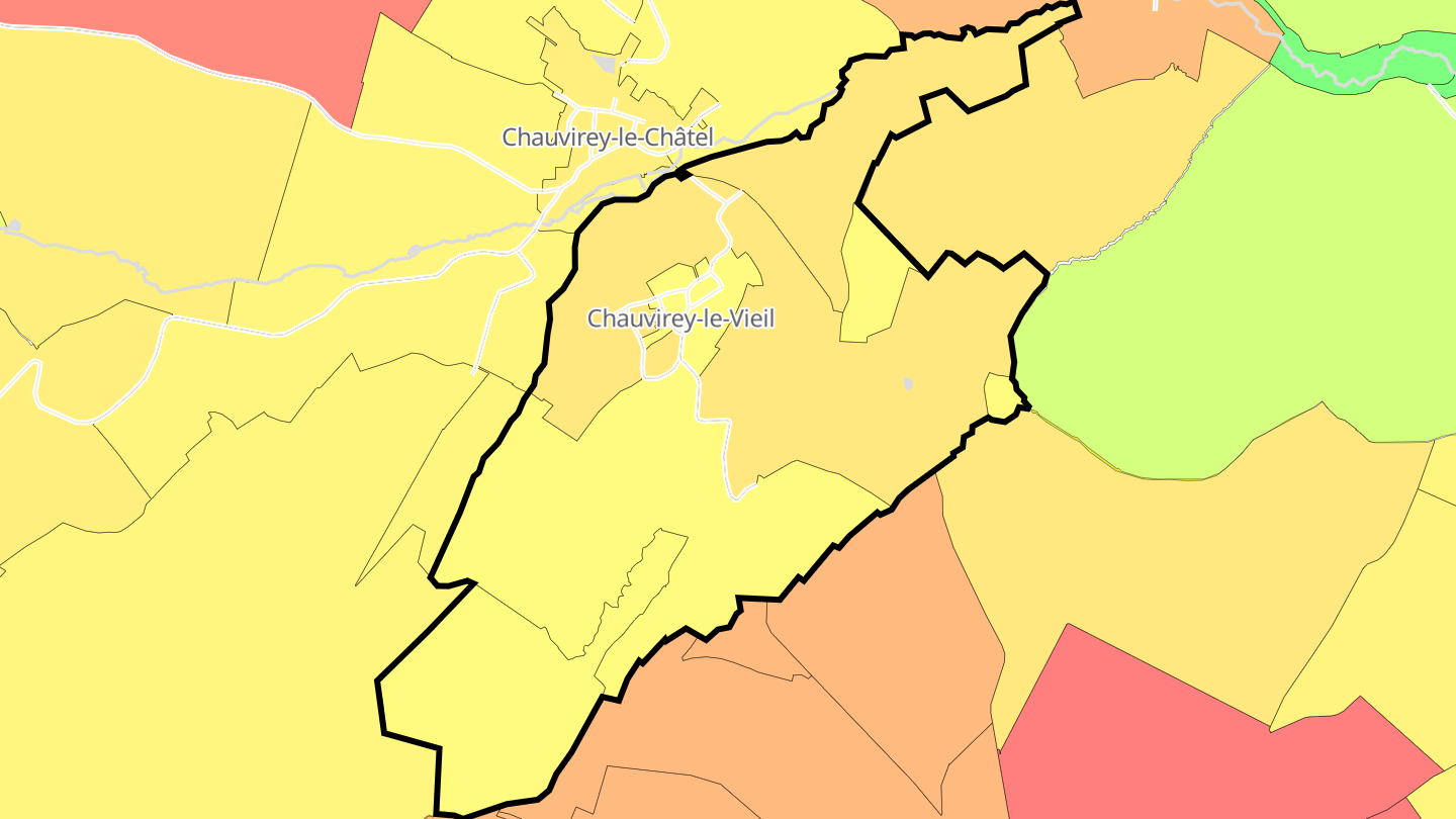 Carte des prix de l'immobilier Chauvirey-le-Vieil