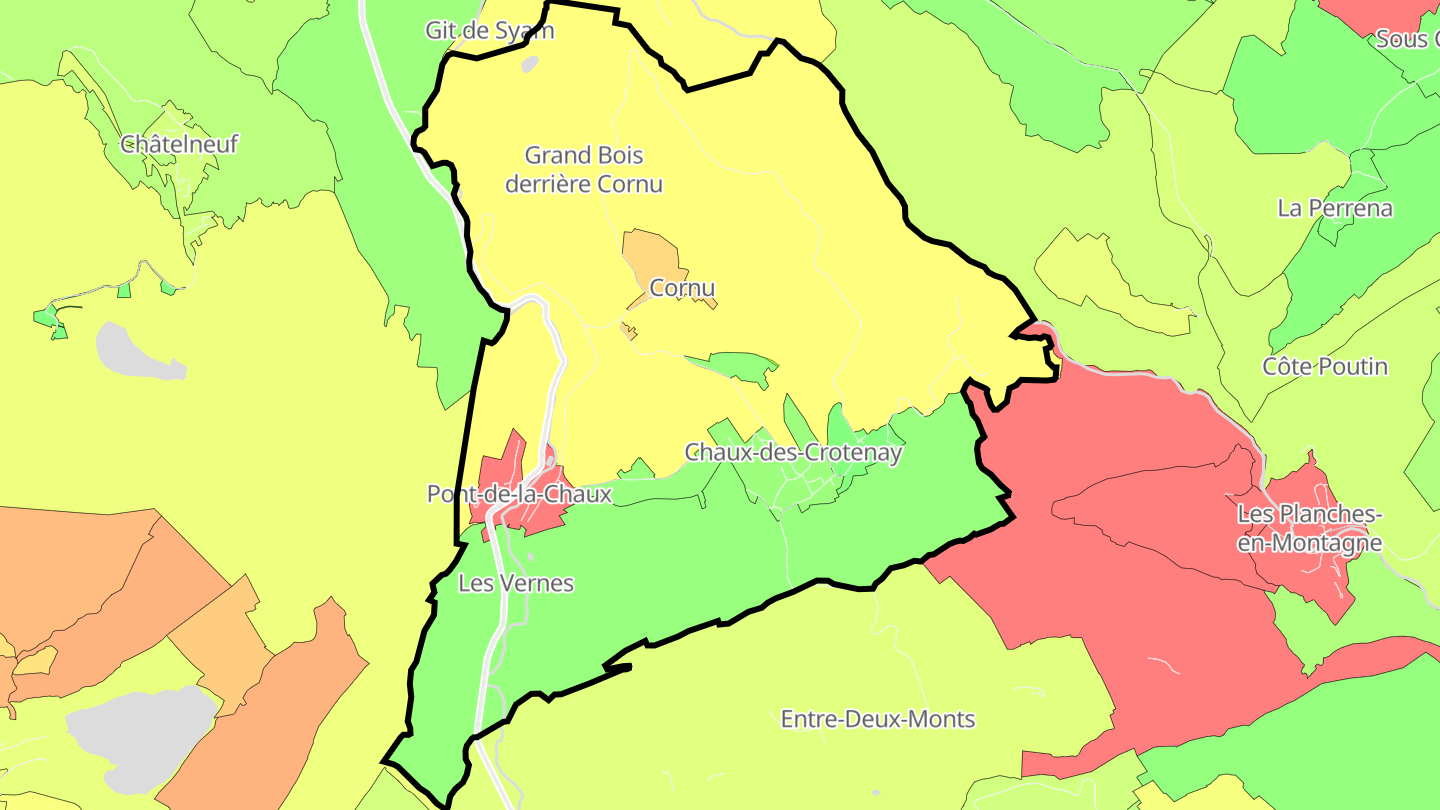Carte des prix de l'immobilier Chaux-des-Crotenay