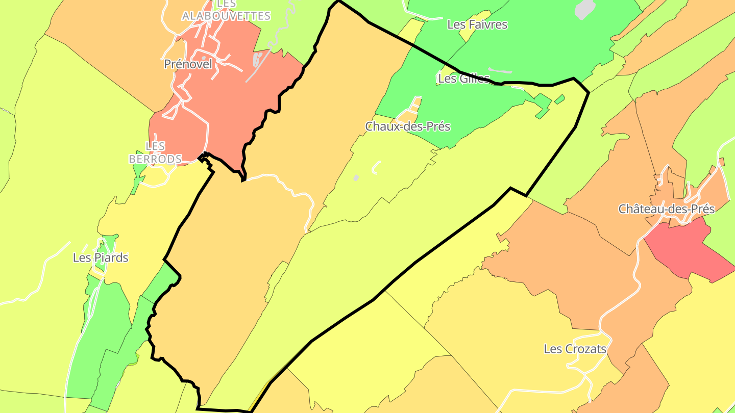 Carte des prix de l'immobilier Chaux-des-Prés
