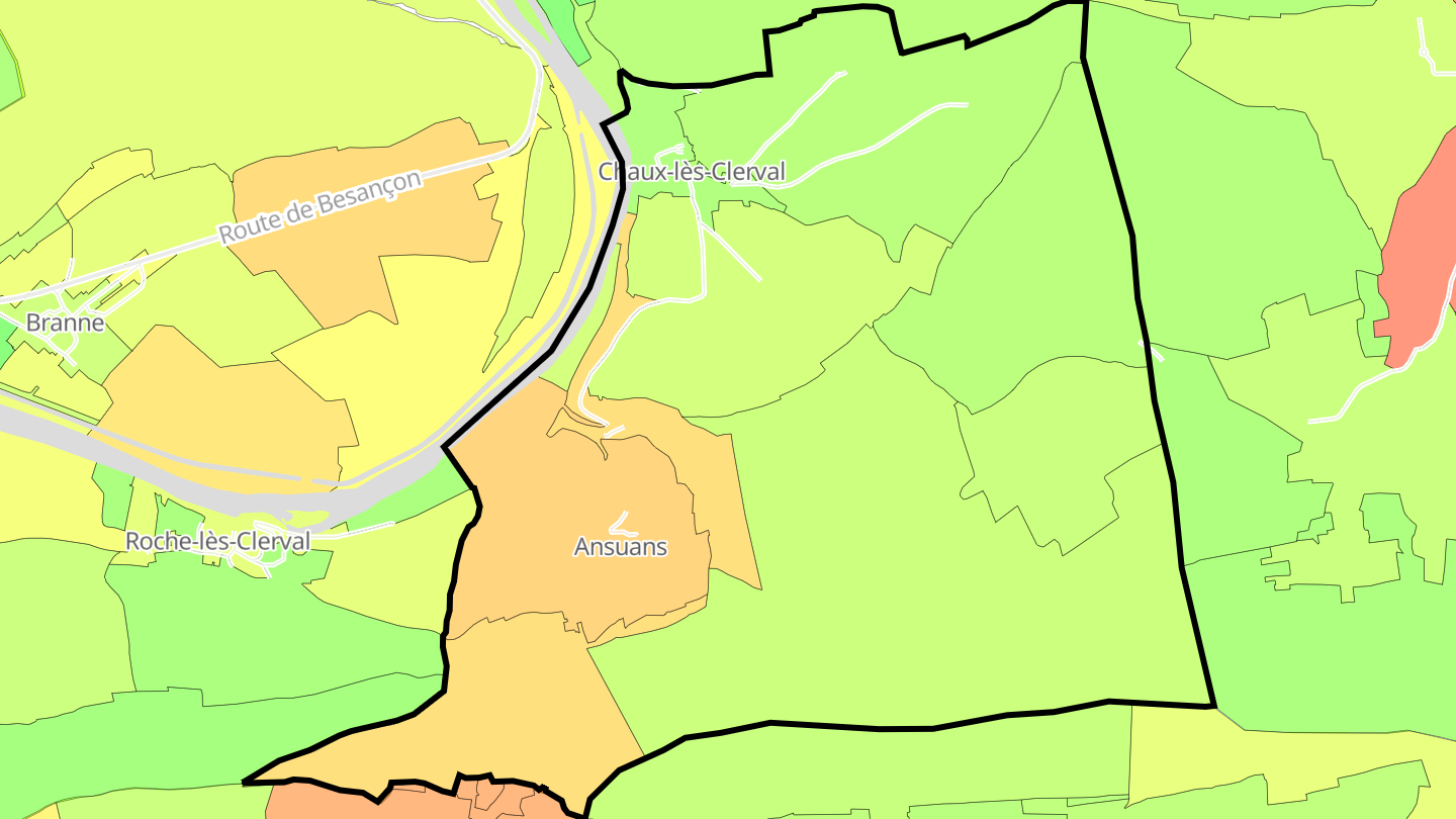 Carte des prix de l'immobilier Chaux-lès-Clerval