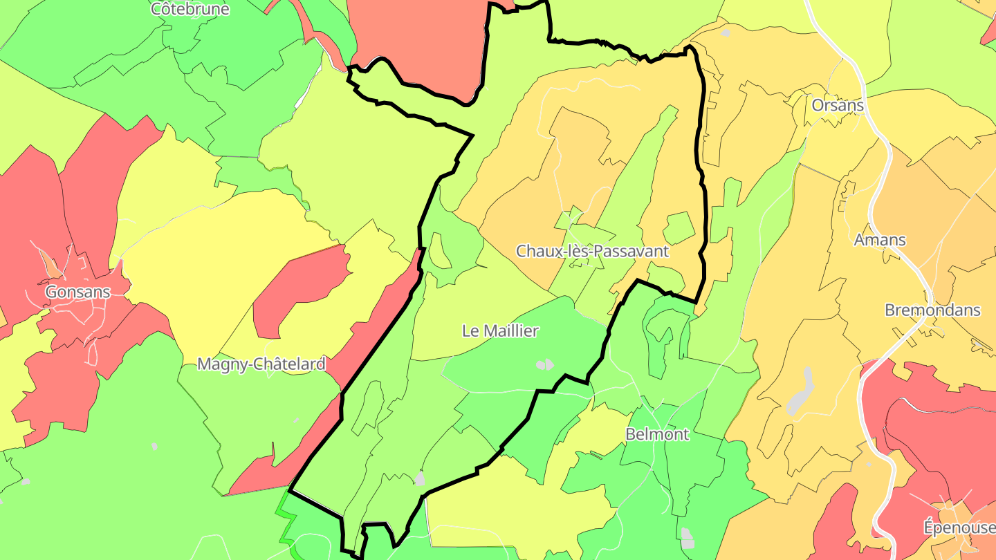 Carte des prix de l'immobilier Chaux-lès-Passavant