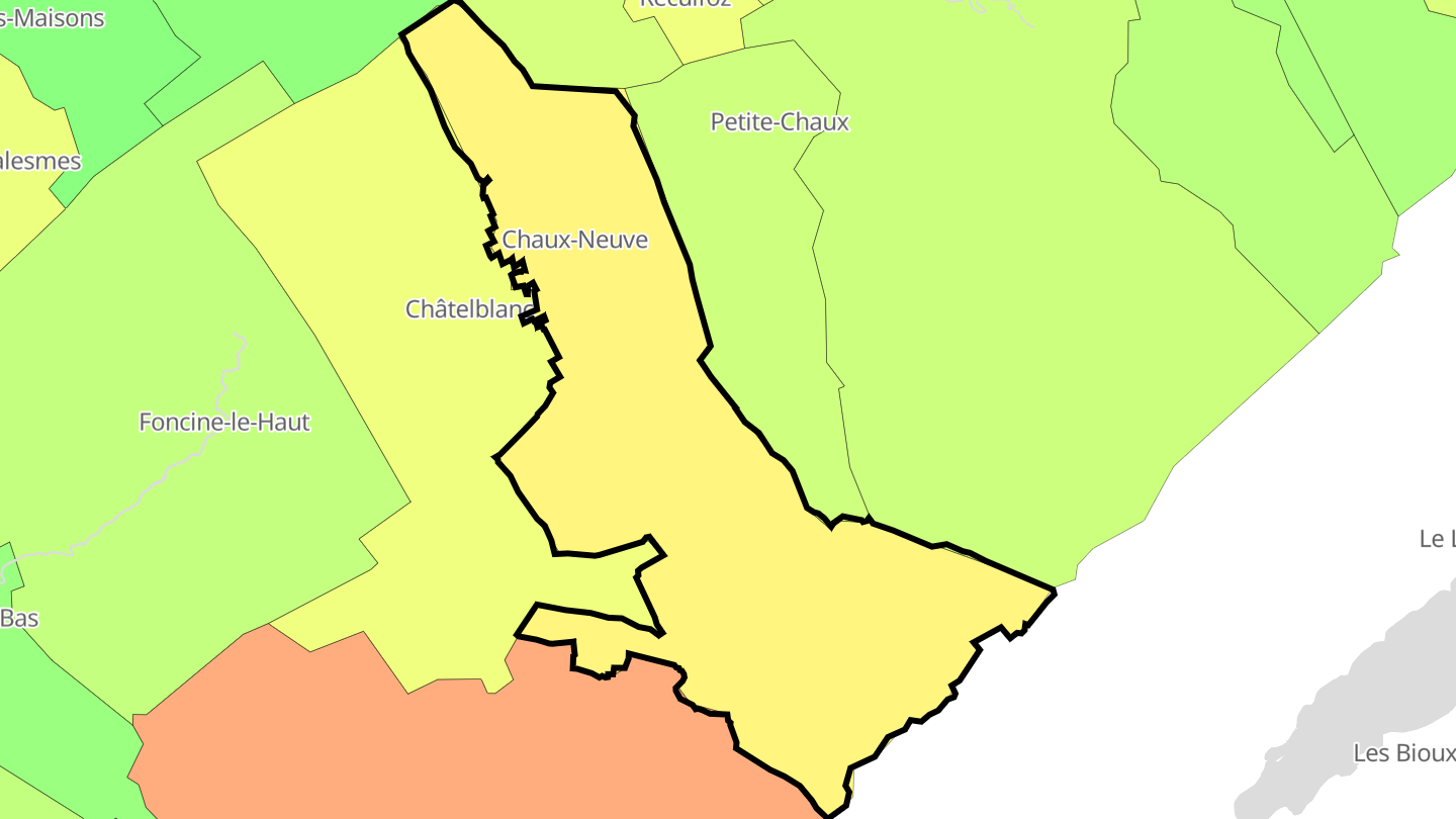 Carte des prix de l'immobilier Chaux-Neuve