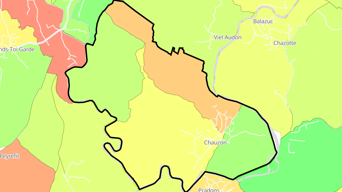 Carte des prix de l'immobilier Chauzon