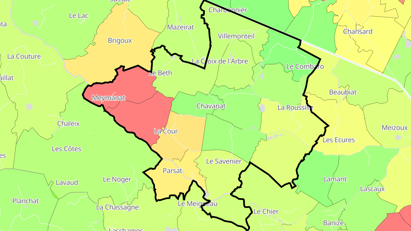 Carte des prix de l'immobilier Chavanat
