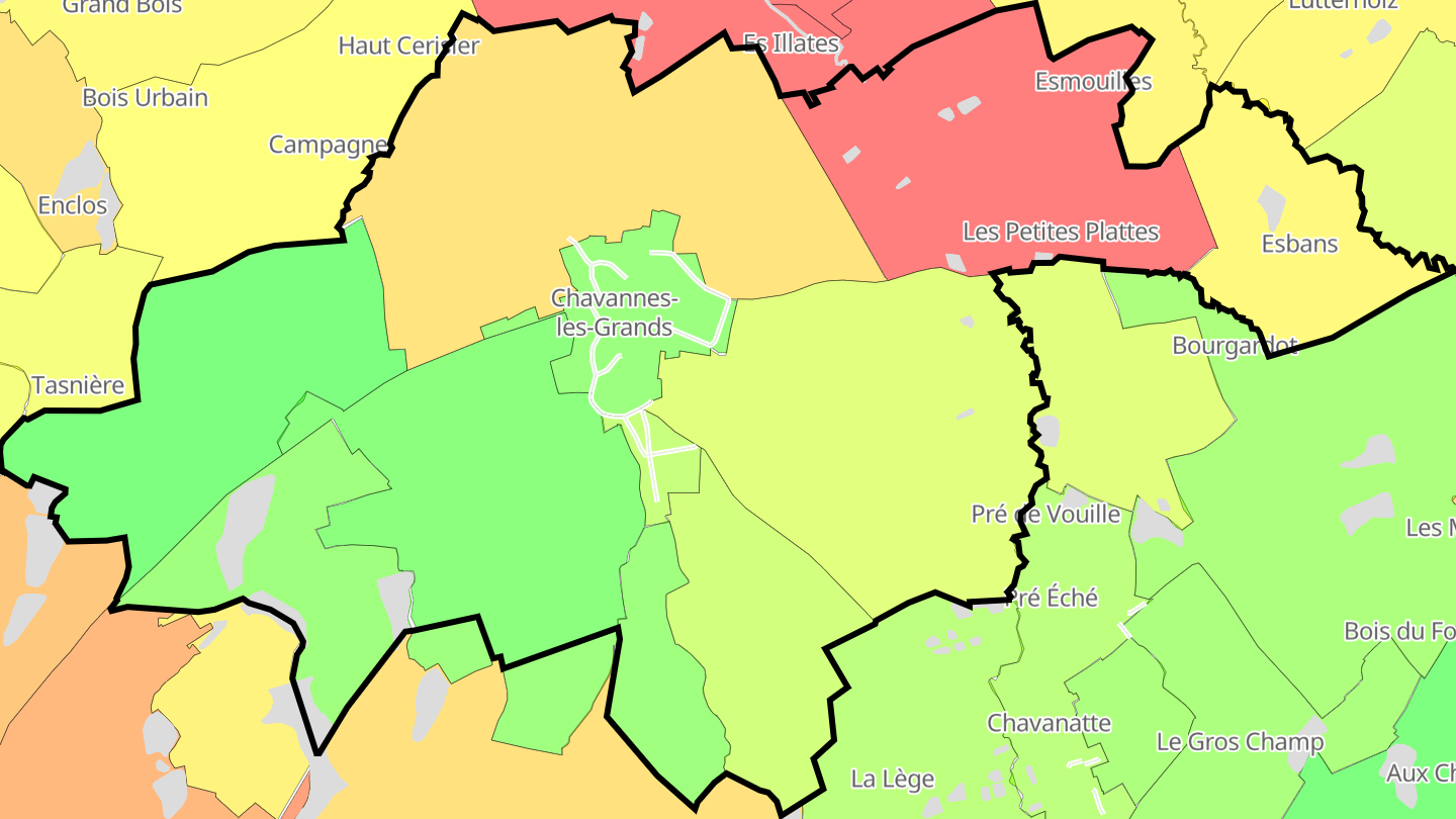 Carte des prix de l'immobilier Chavannes-les-Grands