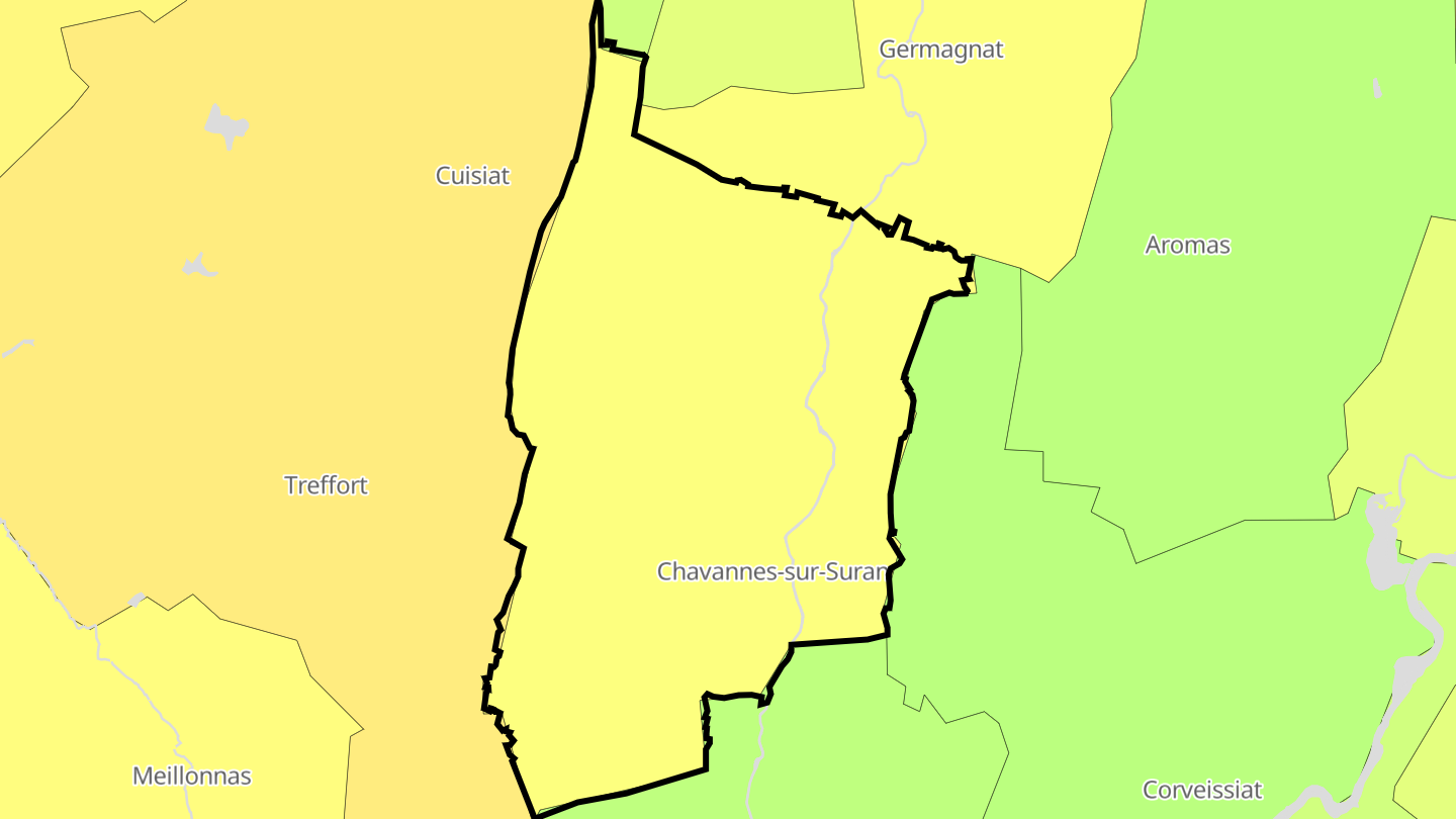 Carte des prix de l'immobilier Chavannes-sur-Suran