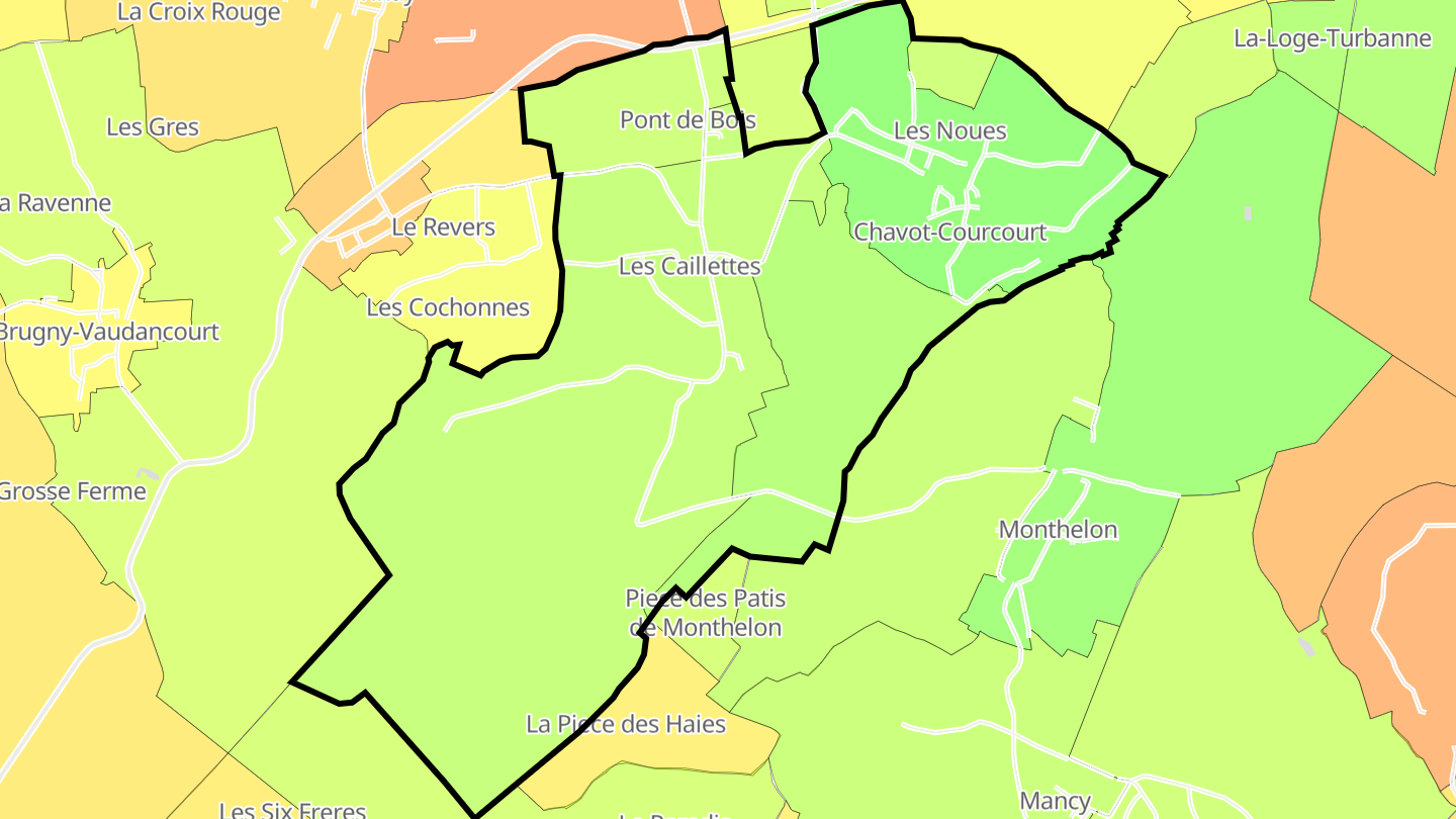 Carte des prix de l'immobilier Chavot-Courcourt