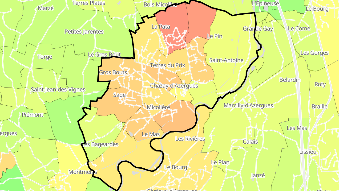 Carte des prix de l'immobilier Chazay-d'Azergues